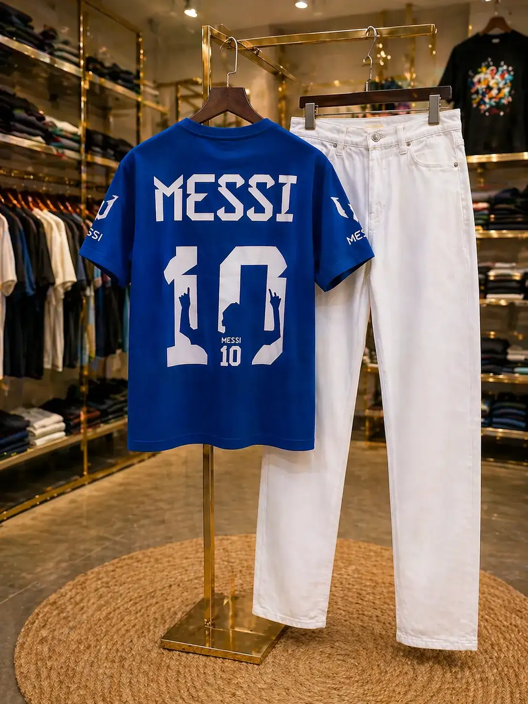 Men's Royal Blue Messi 10 Graphic T-Shirt